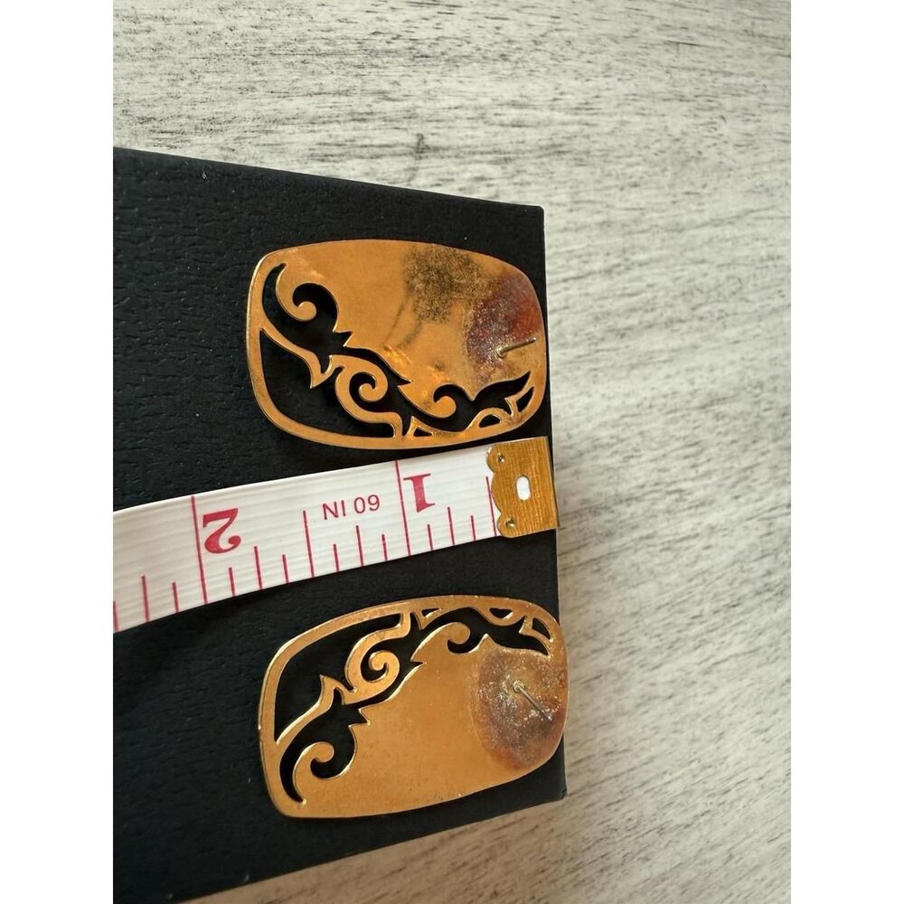 Vintage Unsigned Edgar Berebi Enamel Earrings, Modernist Pierced Earrings - Picture 7 of 8